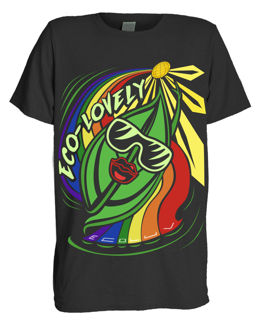 Ecoluv Color on Black Tshirt Design